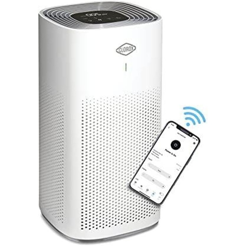 Clorox Smart Air Purifiers for Home, True HEPA Filter, Works with Alexa, Large Rooms up to 1,500 Sq Ft, Removes 99.9% of Viruses, Wildfire Smoke, Mold, Allergies, Dust, AUTO Mode, Whisper Quiet