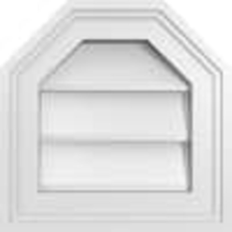 Ekena Millwork 12 in. x 12 in. Octagonal Top Surface Mount PVC Gable Vent: Decorative with Brickmould Frame GVPOT12X1202SN